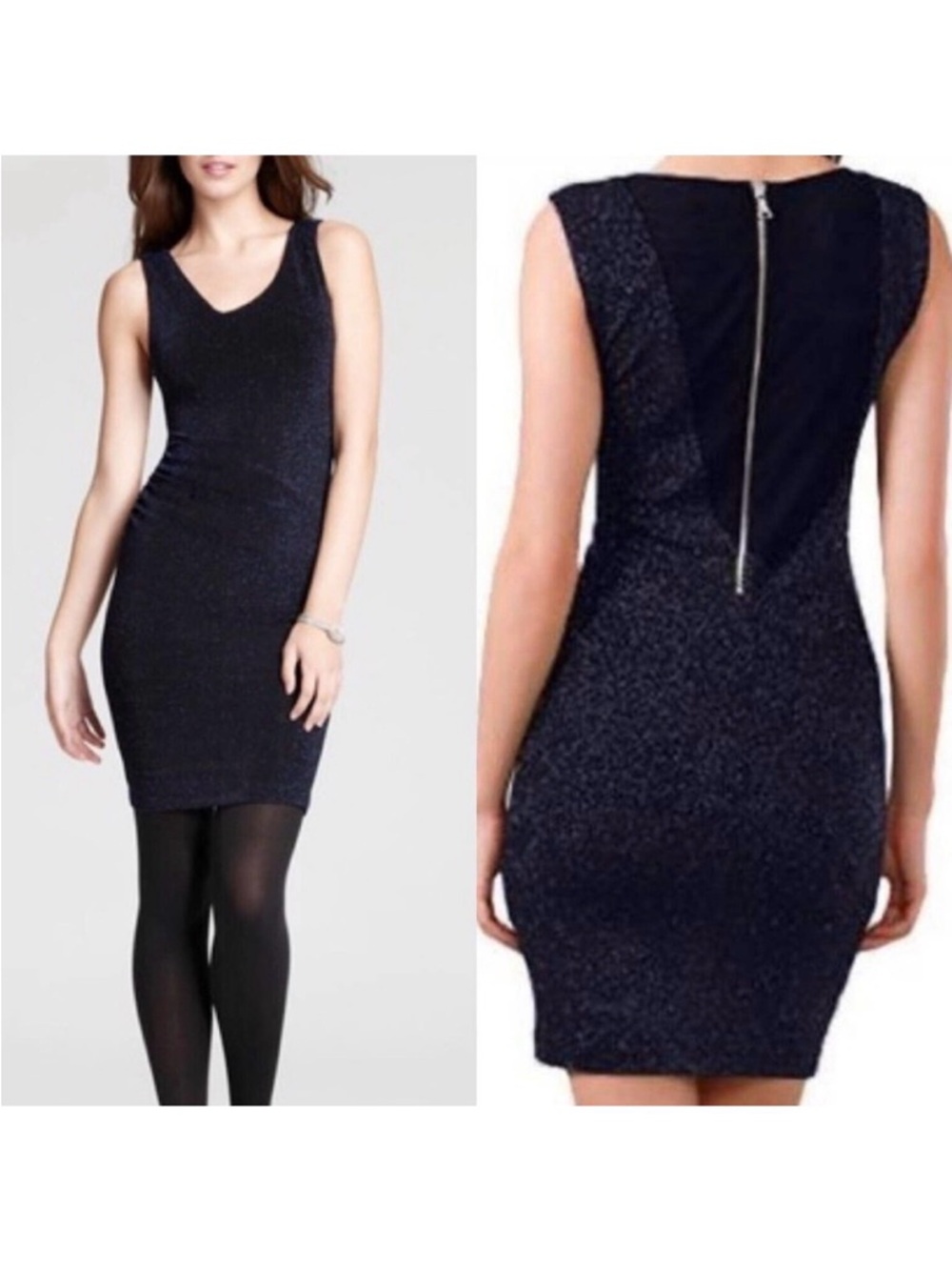 Alice + Olivia Annabelle Fitted Dress Black Glitter Mesh Ruched Bodycon XS 0